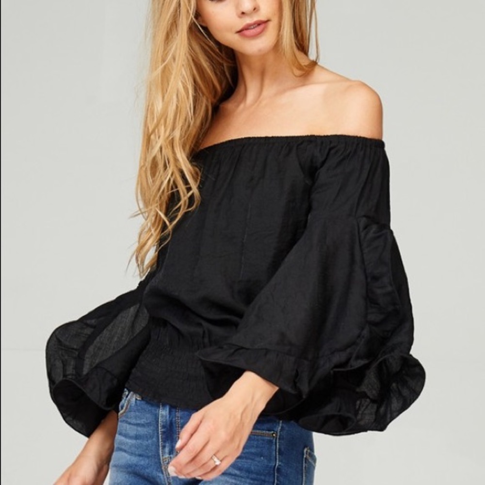 NEW!!!! Off the shoulder top with bell sleeves!