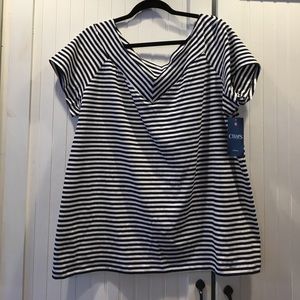 Chaps Navy Striped VNeck T - 2x