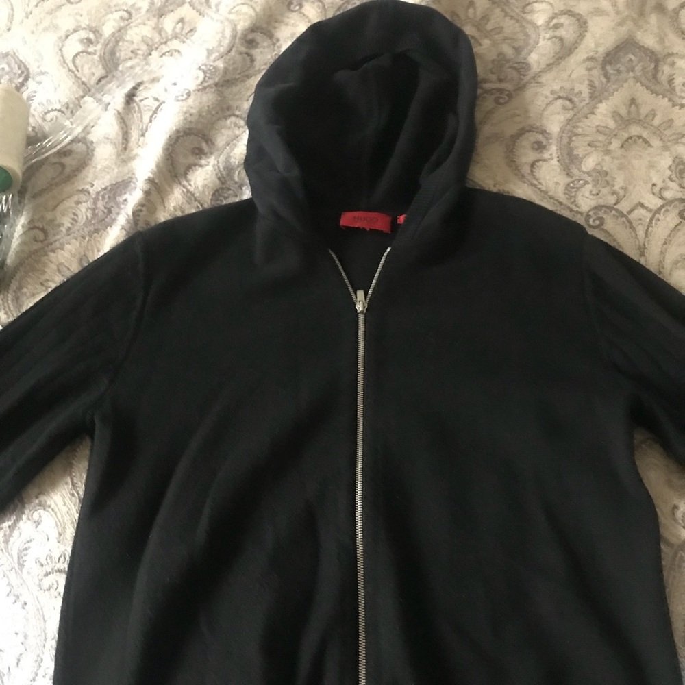 Mens Wool Hugo Boss Zip Up Sweater Hooded