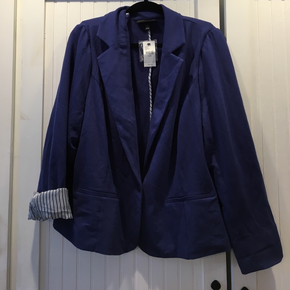 Lane Bryant Blue Terry Blazer with lined sleeves