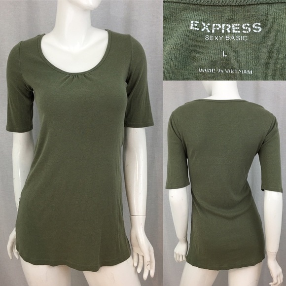 Express Tops - 🌹 Large Express Green Sexy Basic Short Sleeve Tee