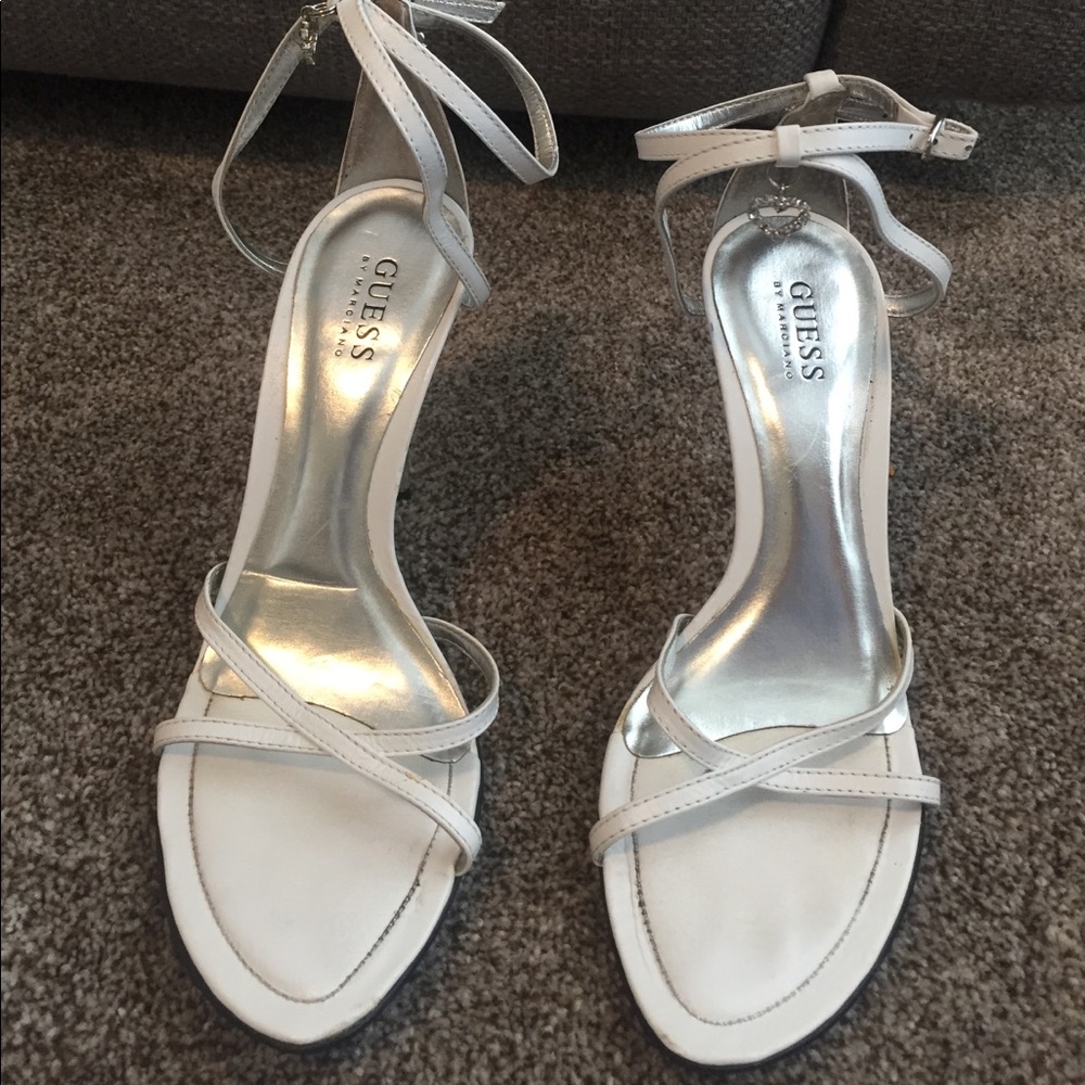 Guess white leather stilettos. Size 6