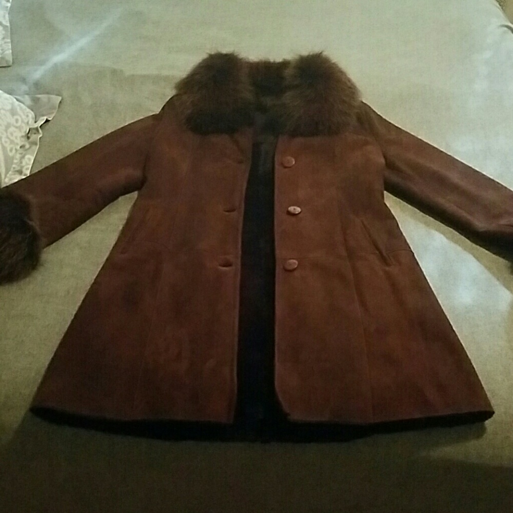 Women's chocolate shearling coat
