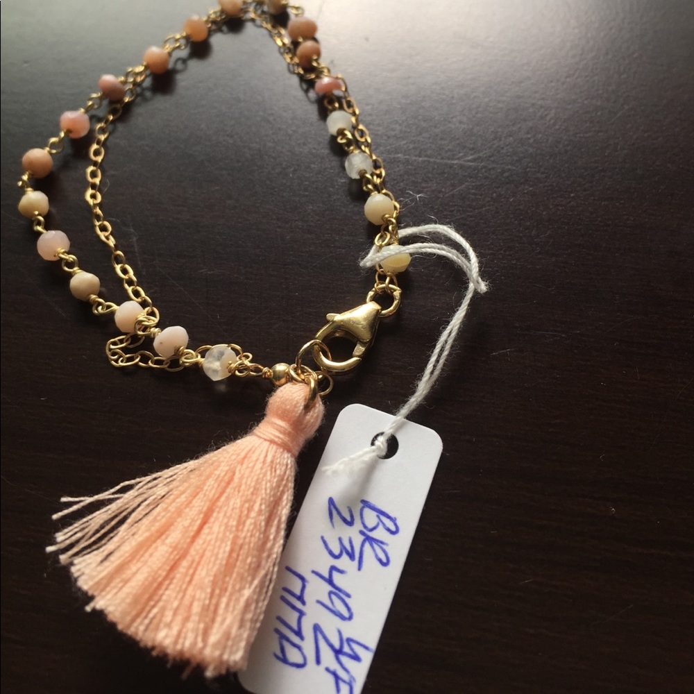 Pink Opal 14kt Gold Filled tassel bracelet