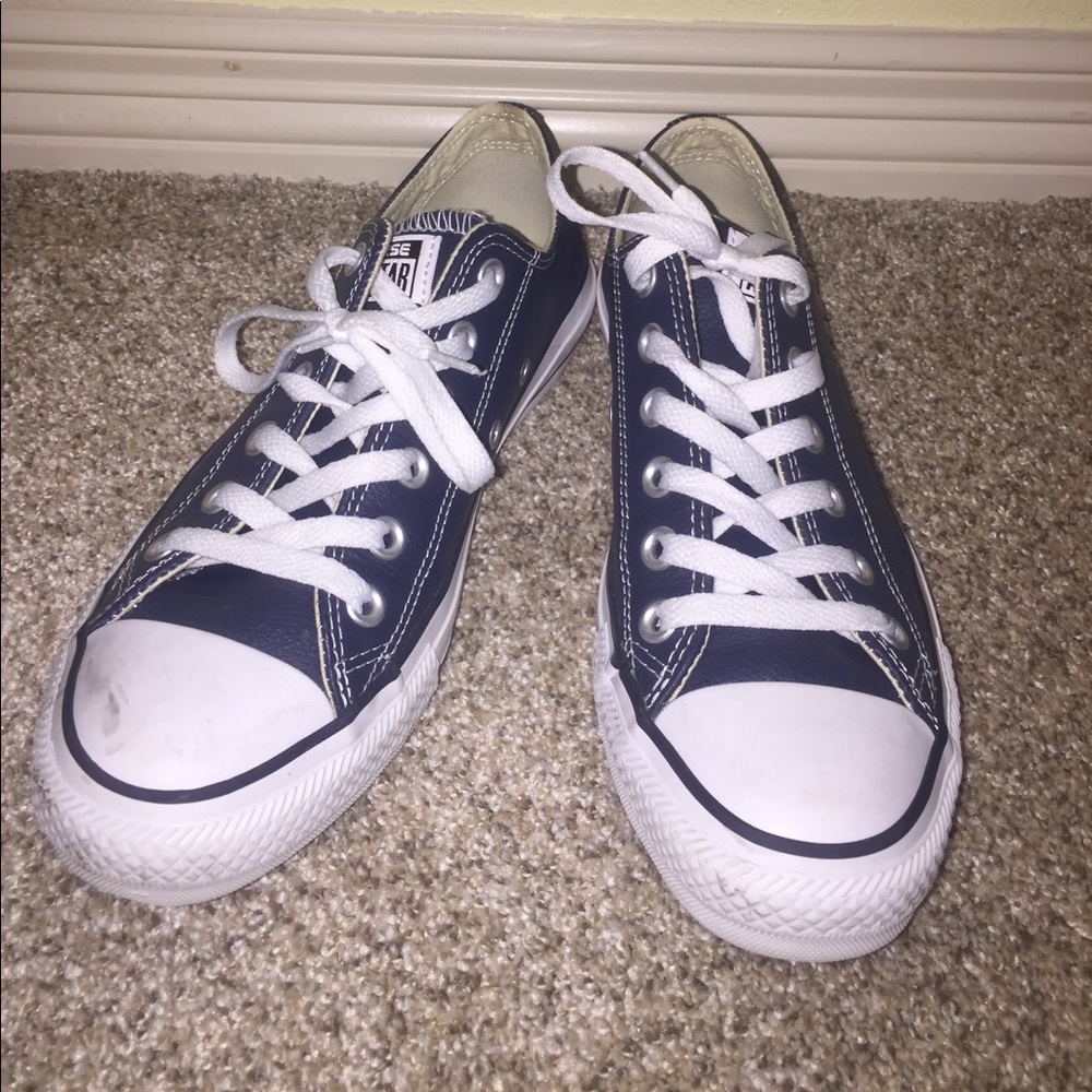 Navy Blue Leather Converse
