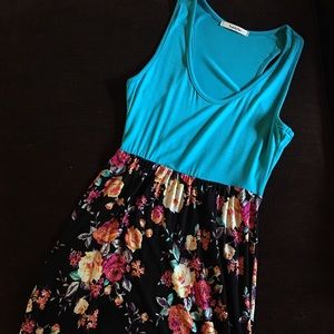 Tease Me Teal/Floral Maxi Dress
