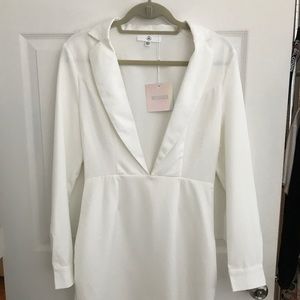 Missguided White Long Sleeve Dress