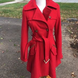 Express red wool pea coat jacket  small