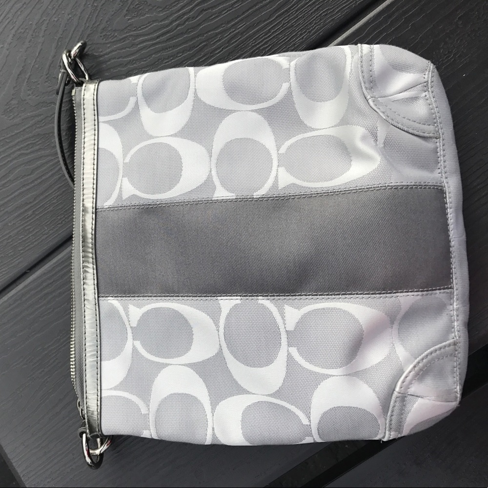Grey/silver COACH purse