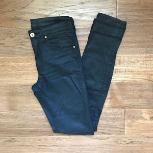 H&M Coated Denim Black Skinny Jeans