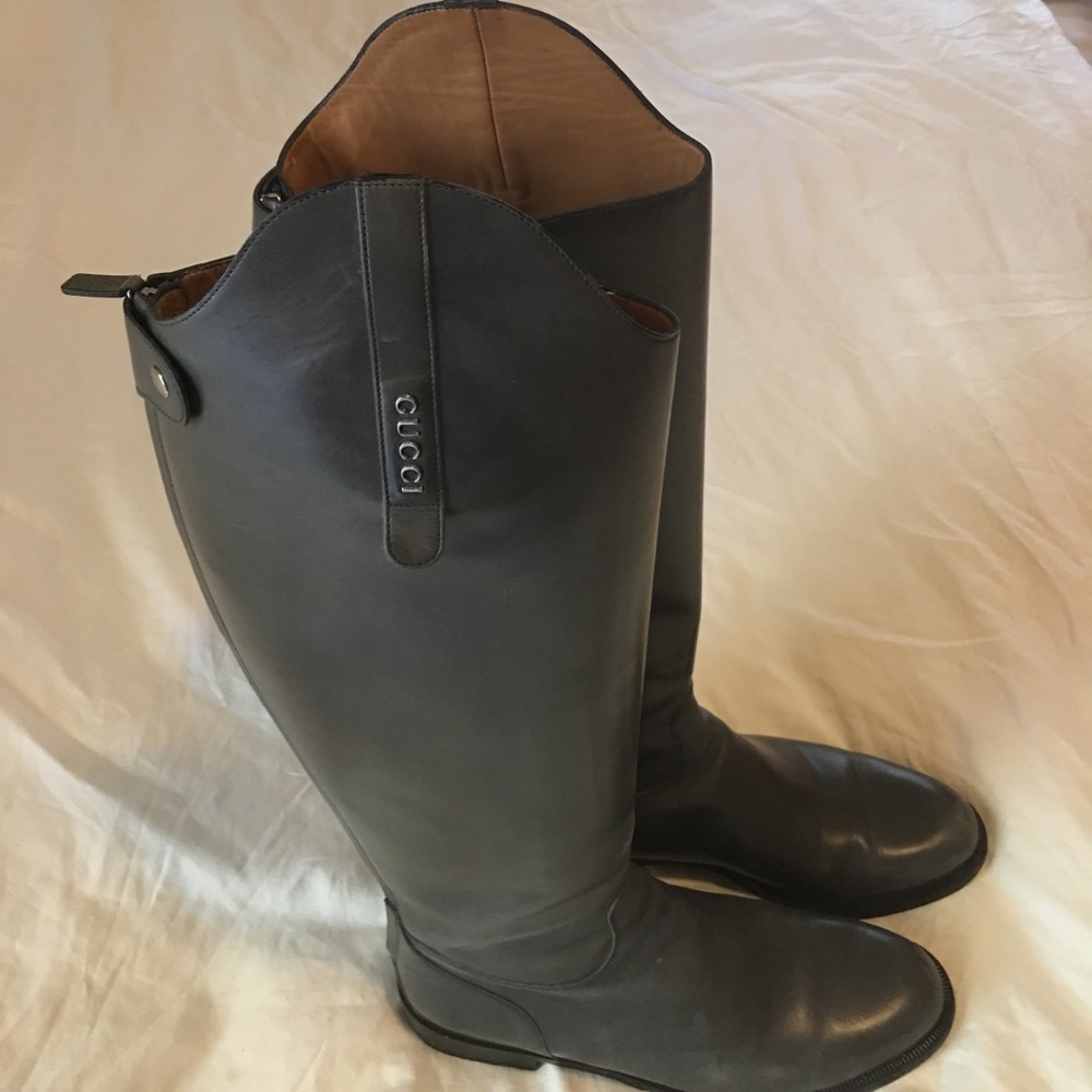 Gucci Gray Tall Riding Boots 40 BEAUTIFUL
