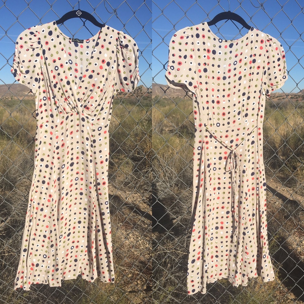 Crazy Polka Dot Pattern 1940s Style Rayon Dress