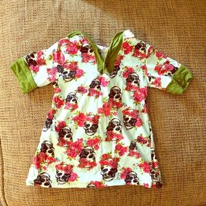 Floral toddler tunic with skulls