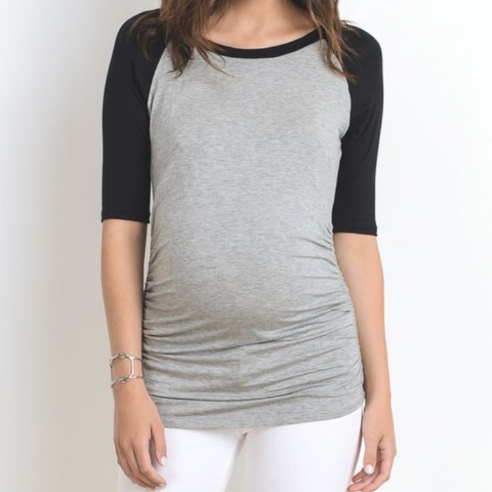 Grey & black maternity raglan tee