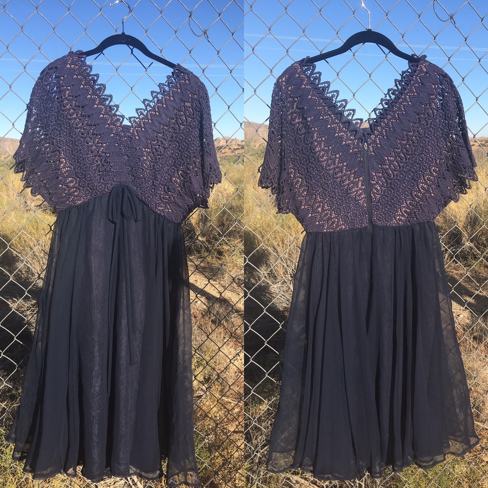 Amazing Navy 1970s Party Dress