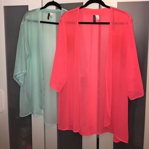 TWO 3/4" sleeve kimonos