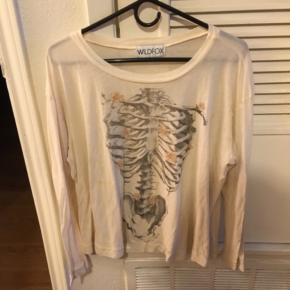 Wildfox Rib Cage with Flowers Long Sleeve Shirt