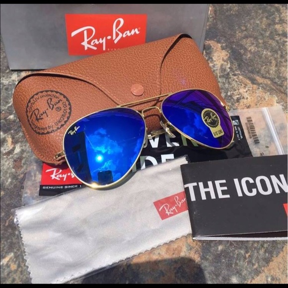 Ray Ban Aviators Gold/Blue Flash main image 2