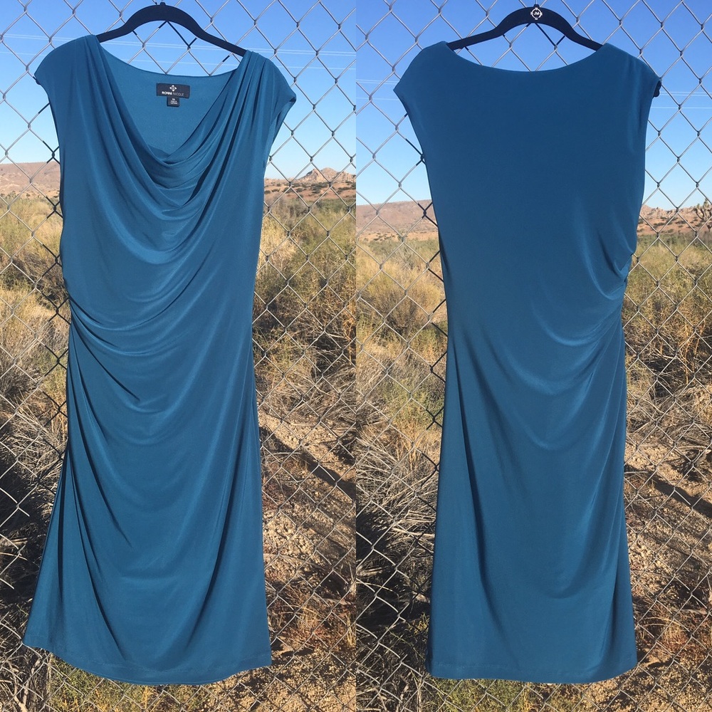 Deep Aqua Ruched Wiggle Dress