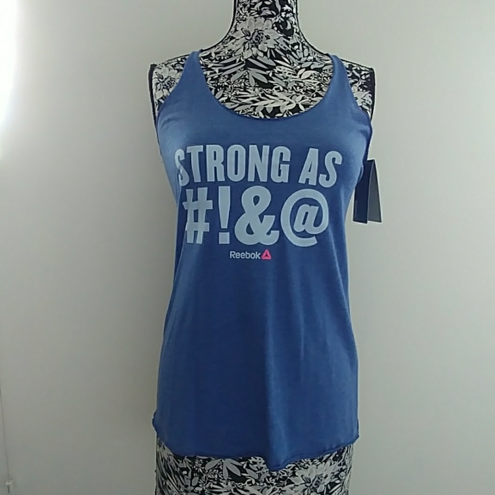 Reebok strong as #!&@ Blue tank top