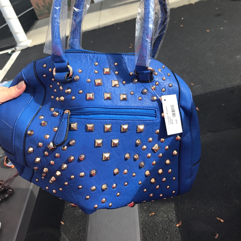 BRAND NEW Blue with Gold studs purse