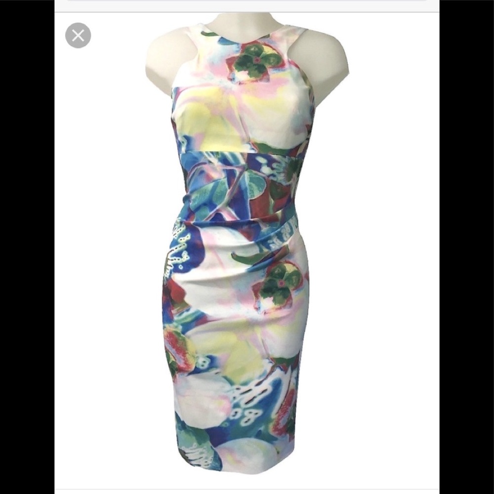 Karen Millen Floral Satin Pencil Cocktail Dress