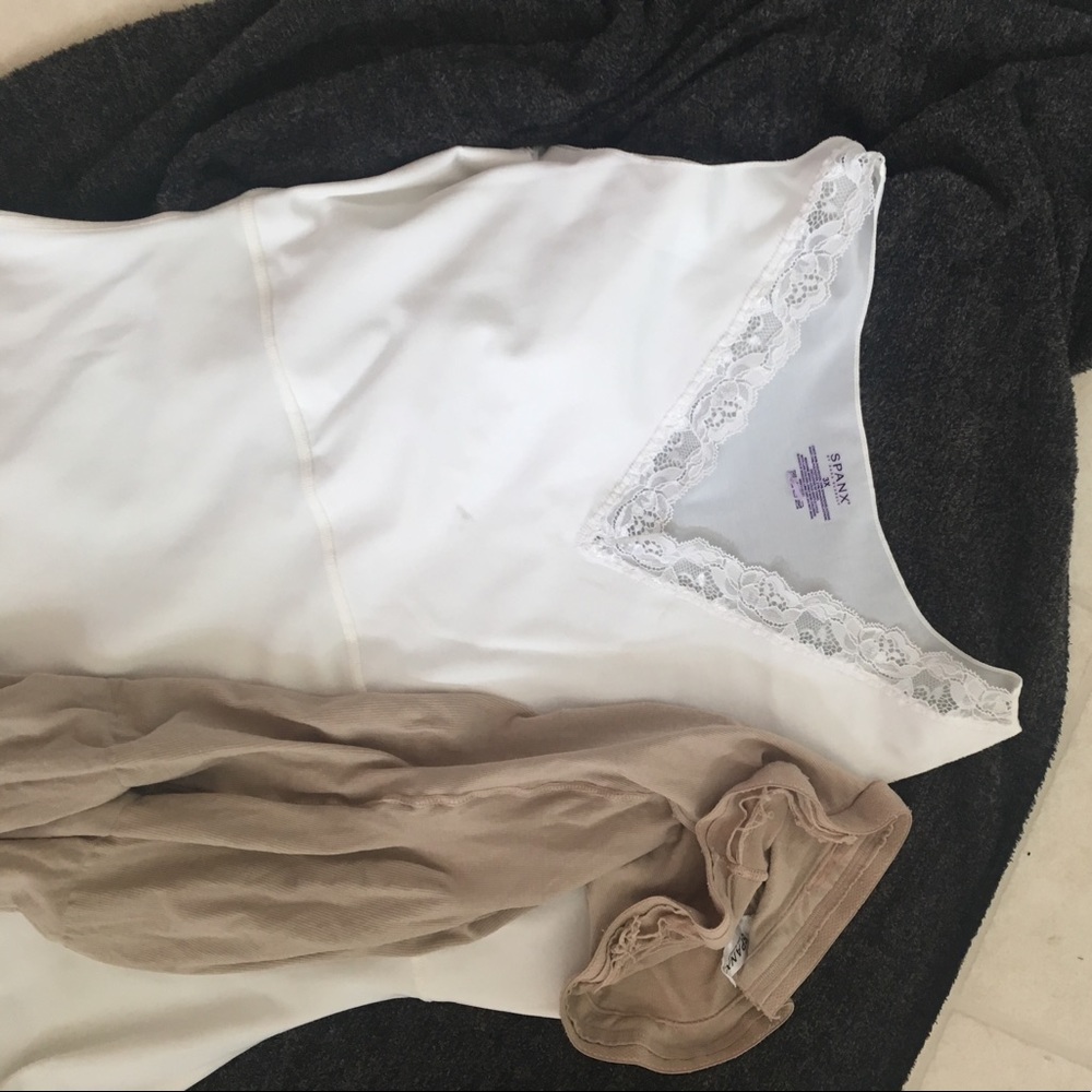Spanx Plus Camisole white with Lace v neck