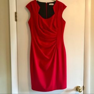 Calvin Klein Cap-Sleeved Side-Ruched Sheath Dress