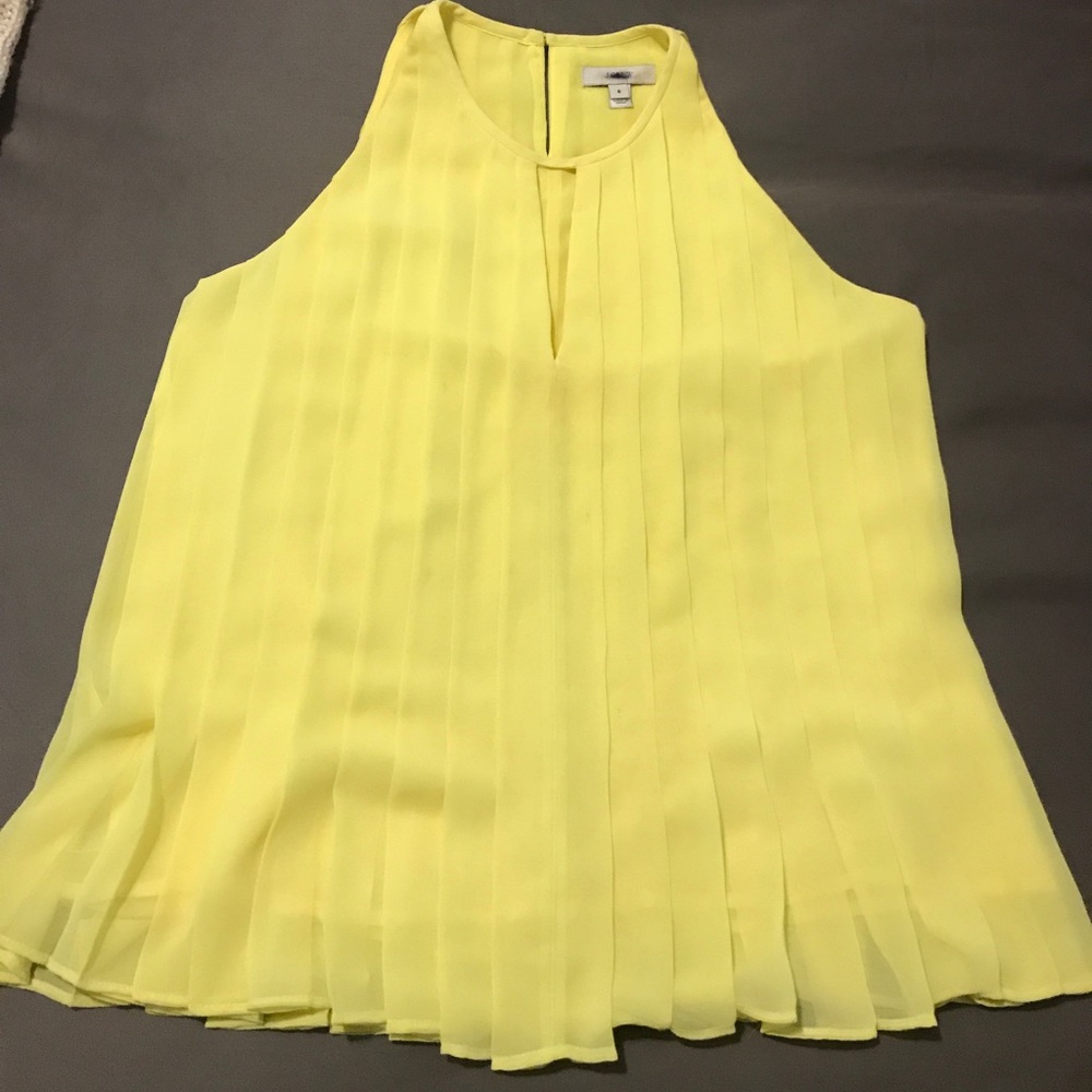 Pleated Yellow High Neck Tank Top || J Crew