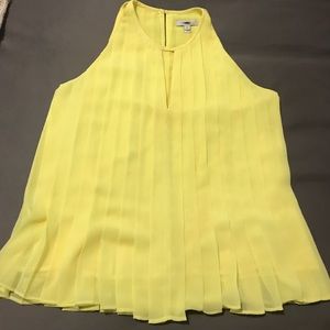 Pleated Yellow High Neck Tank Top || J Crew