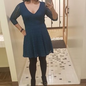 Blue lace skater dress
