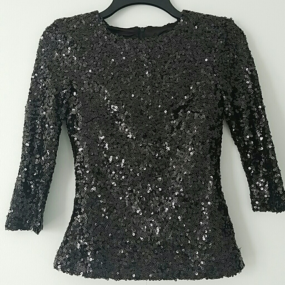 French Connection Black glitter top
