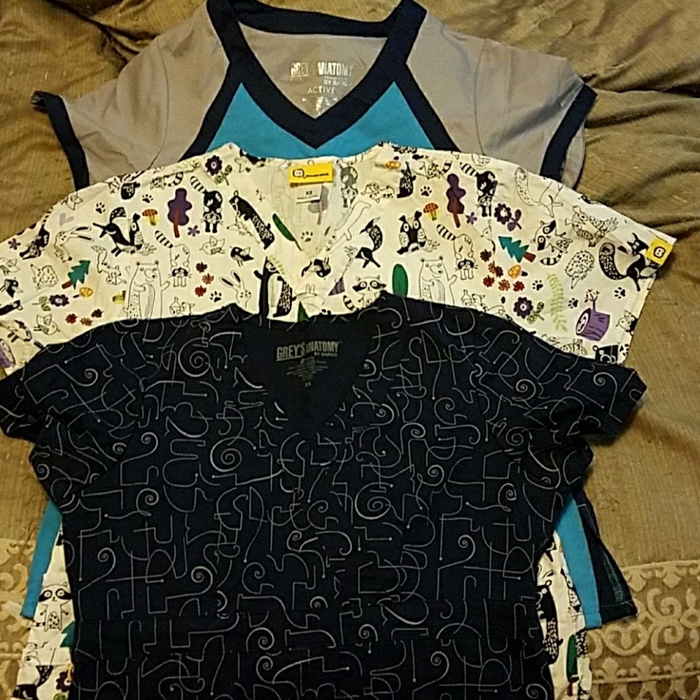Three XSmall scrub tops