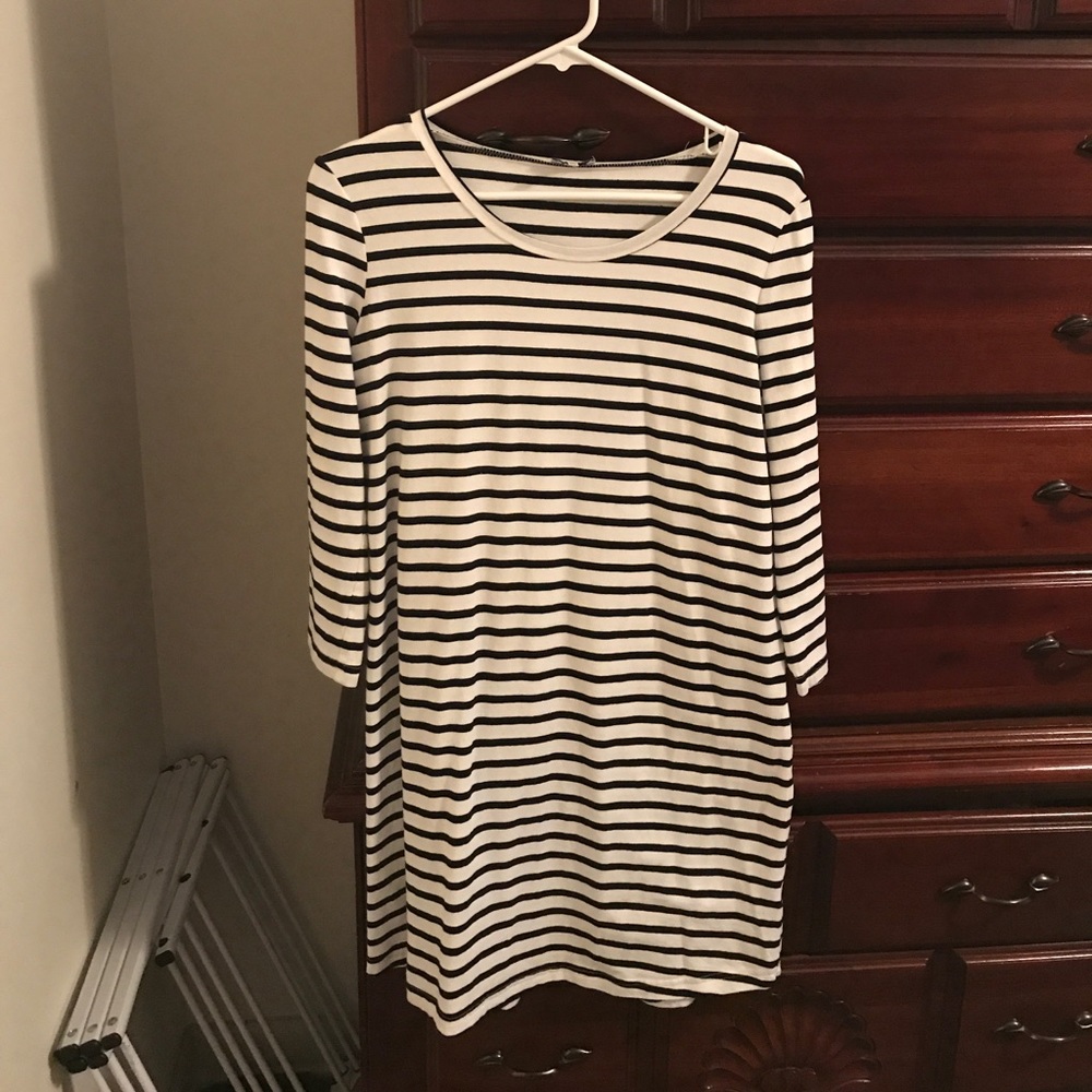 Comfy Black and White Striped Tobi Dress