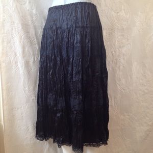 Black Satin and Lace Broomstick Skirt