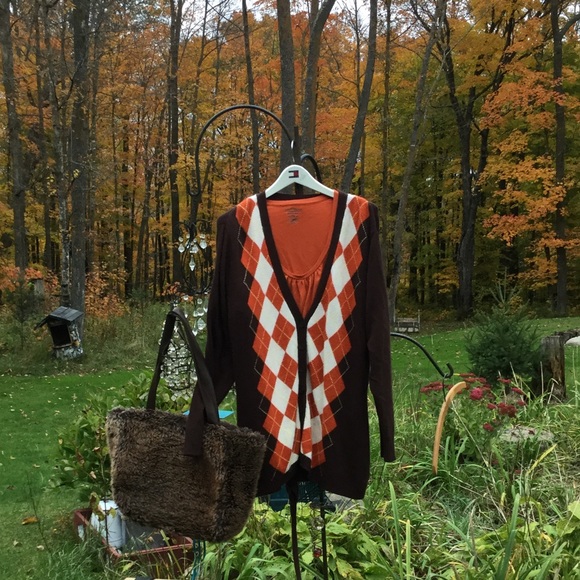 🍁 EPLC Tommy Hilfiger WOMAN Argyle CARDIGAN SZ LG- 1X - Picture 2 of 16