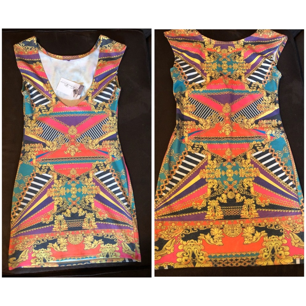Cute colorful aztec mini dress. Cotton.