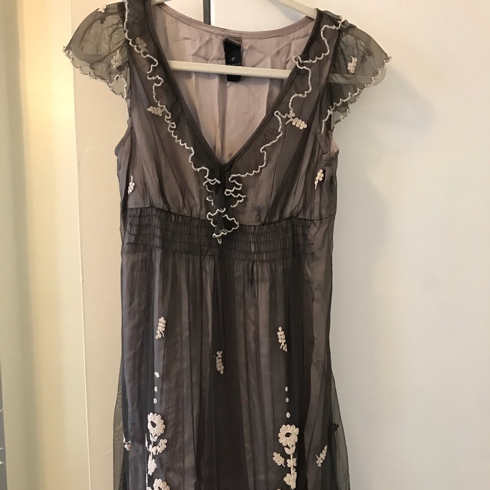 Embroidered mesh dress