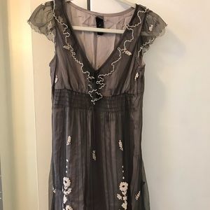 Embroidered mesh dress