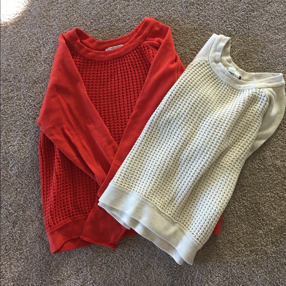 2 forever 21 waffle sweaters