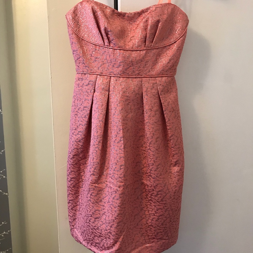 Coral strapless dress