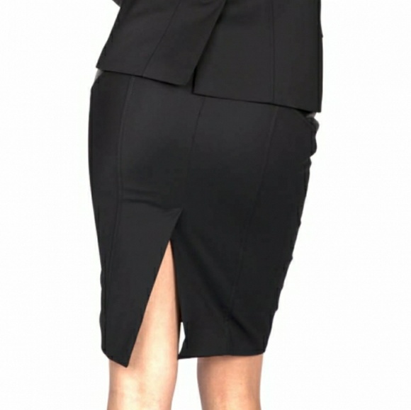 Black Pencil Skirt with Slit - Picture 1 of 2