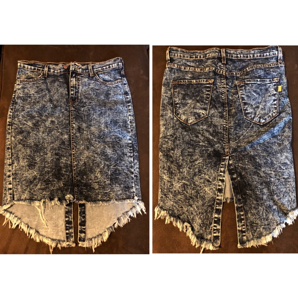 Acid Wash Denim Skirt
