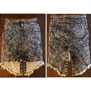 Acid Wash Denim Skirt