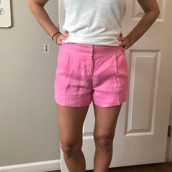 pink linen shorts
