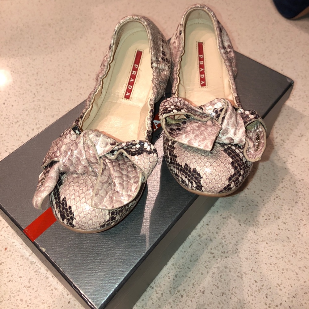 Prada faux python flats