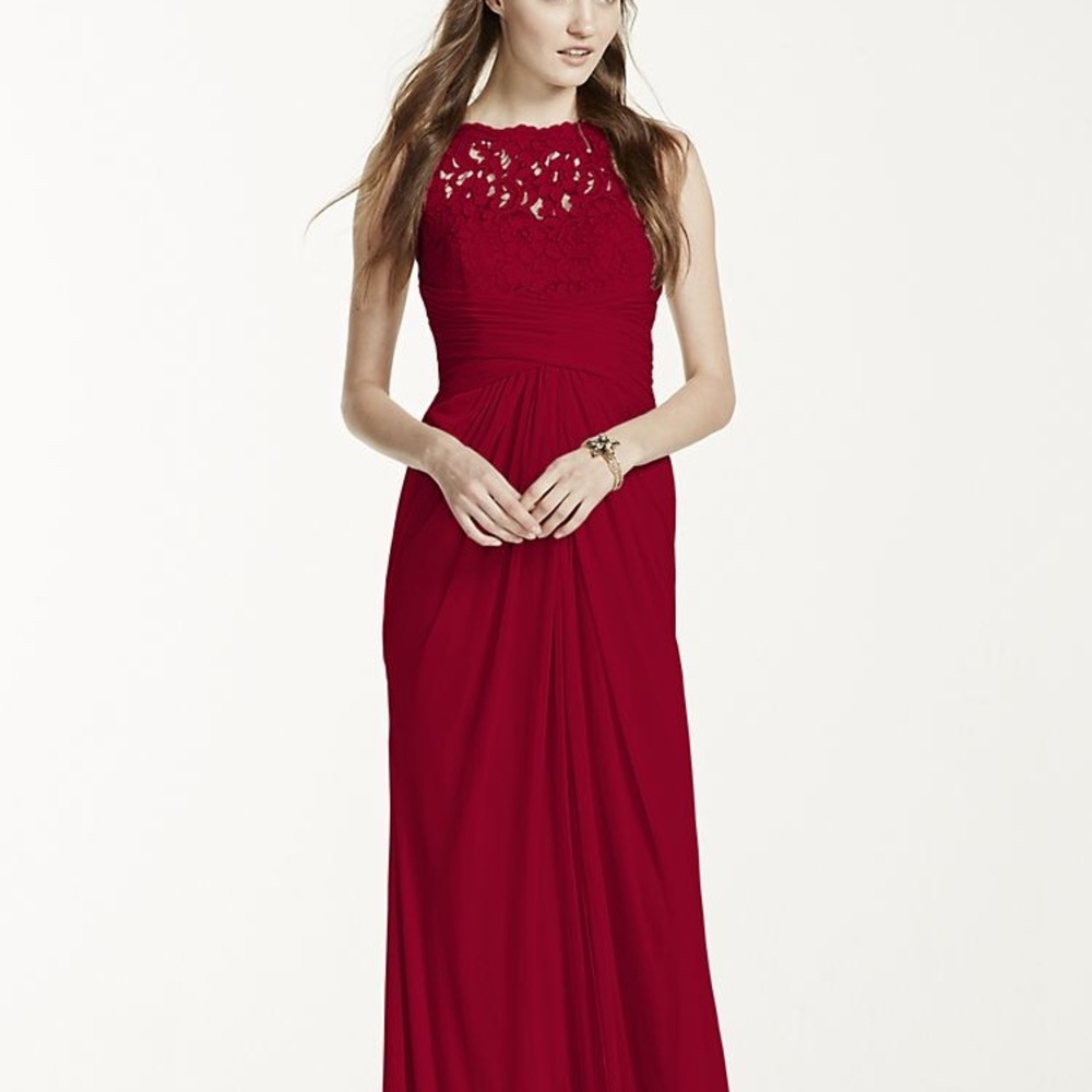 Sleeveless long mesh dress David's Bridal