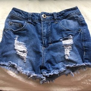 high-rise denim shorts