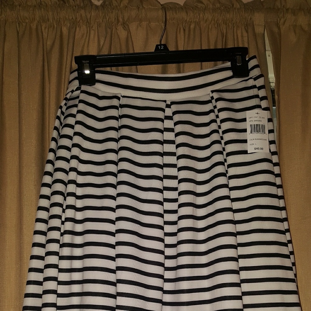 Black and White A-line mid knee skirt