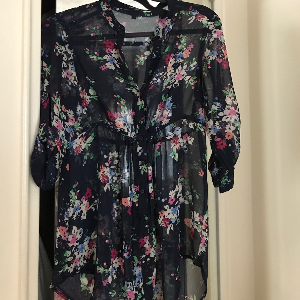 Express Navy and Floral Blouse size M